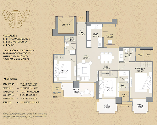 3 BHK Unit Plan